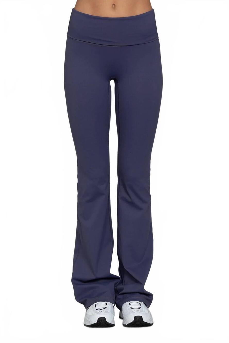 NEW GOLD HINGE essential foldover flare pant in pale indigo